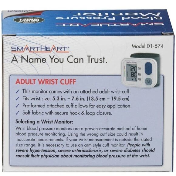 SmartHeart Blood Pressure Monitor | Adult Wrist Cuff | 2-Person Memory - Picture 5 of 6